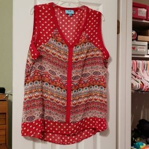 Sleeveless top, sheer